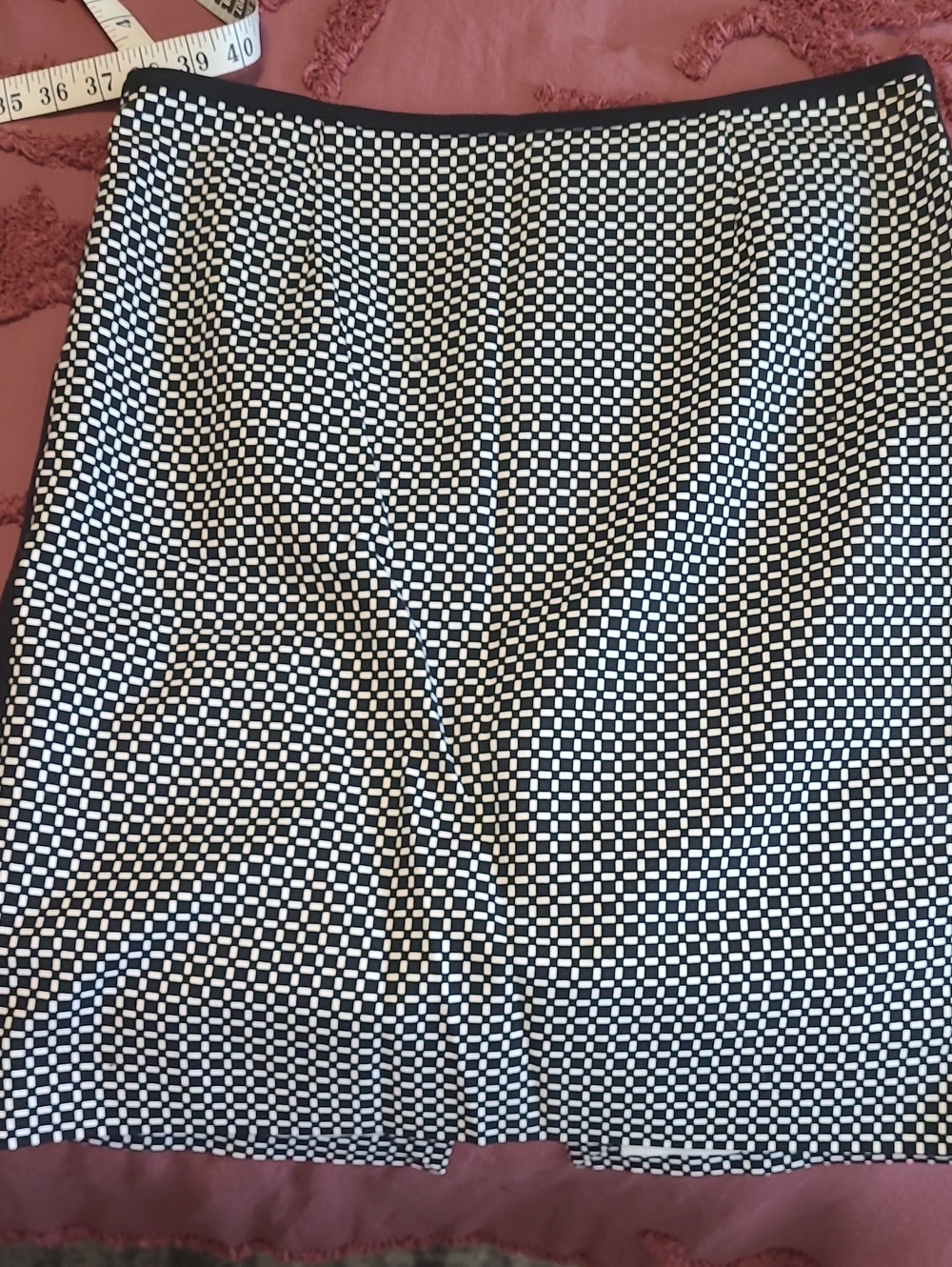 White House Black Market Black & White Lined Skirt with Branded Waistband